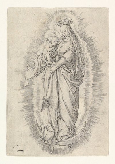 Den kronede jomfru med barn i herlighed, ca. 1512. af Lucas van Leyden