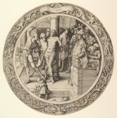 The Flagellation, fra Circular Passion, 1509. af Lucas van Leyden