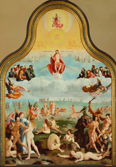 De retfærdige venter på deres antagelse (olie på træ) af Lucas van Leyden