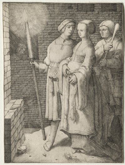 Manden med faklen og en kvinde efterfulgt af et fjols af Lucas van Leyden