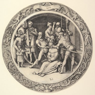 The Mocking of Christ, fra Circular Passion, 1509. af Lucas van Leyden