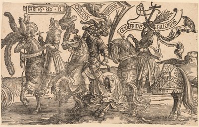De ni helte: Arthur, Charles den Store Karl den Store, Godfrey af Bouillon, 1515-1517. af Lucas van Leyden