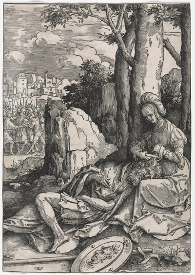 Kvindernes magt: Samson og Delila, ca. 1512 (træsnit) af Lucas van Leyden