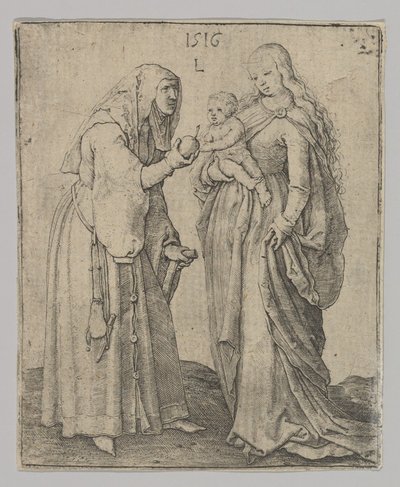 Jomfruen med barnet og den hellige Anna, 1516. af Lucas van Leyden