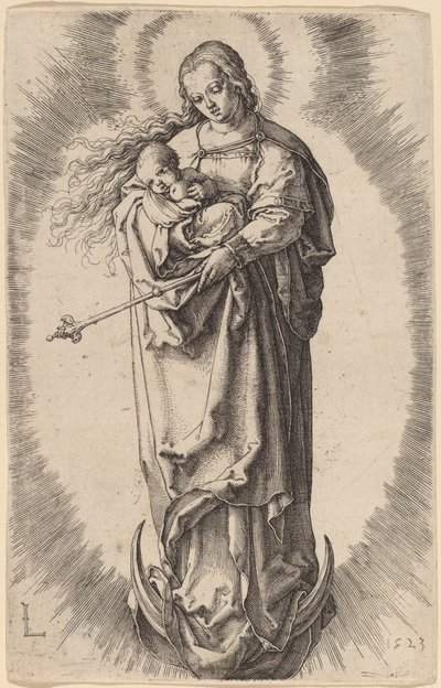 Jomfruen og Barnet på Halvmånen af Lucas van Leyden