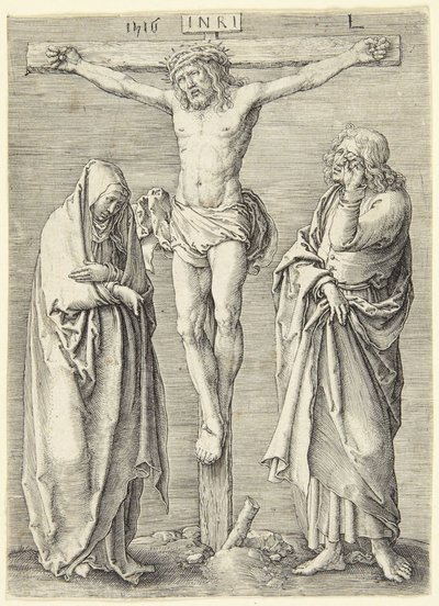 Jomfruen og Sankt Johannes ved korsets fod af Lucas van Leyden