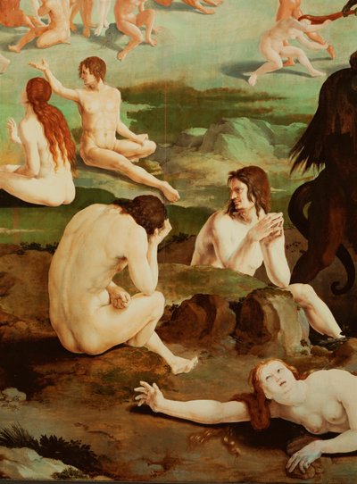 De døde rejser sig fra deres grave (olie på træ) af Lucas van Leyden