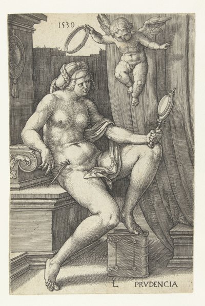 Advarsel Prudencia (titel på objekt) Seven Virtues (serietitel) af Lucas van Leyden