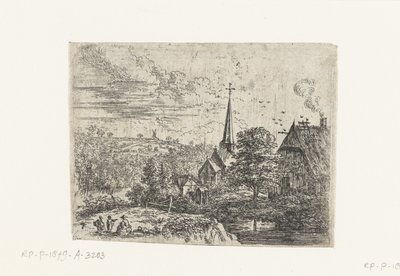 Landsby beliggende ved en flod Små landskaber (serietitel) af Lucas van Uden