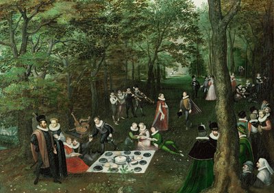 Forår. The Picnic ... (olie på lærred) af Lucas van Valckenborch