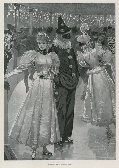 Iskarneval i Niagara Hall, Westminster London (litho) af Lucien Davis