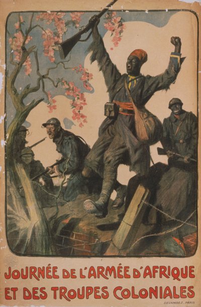 Plakat, der fejrer de franske og koloniale styrkers enhed af Lucien Hector Jonas