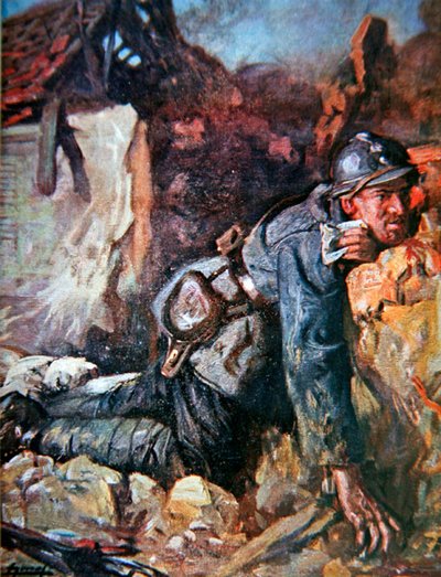 Såret budbringer i slaget ved Verdun af Lucien Hector Jonas