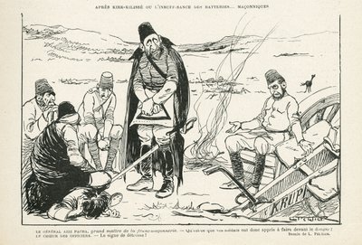 Illustration i Le Rire, 09/11/12 - efter Kirk-Kilisse eller de utilstrækkelige batterier (gravering) af Lucien Metivet
