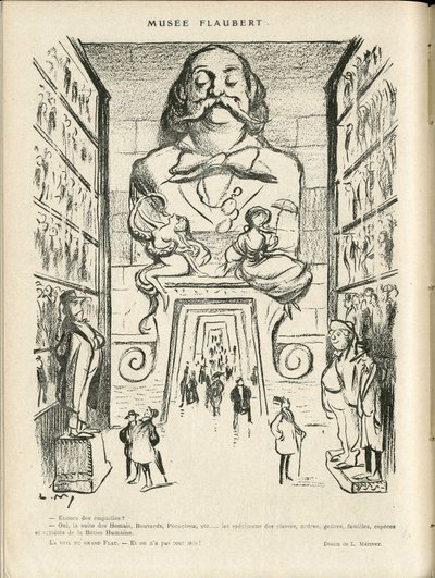 Illustration i Le Rire, 24/12/21 - Museum Flaubert (gravering) af Lucien Metivet