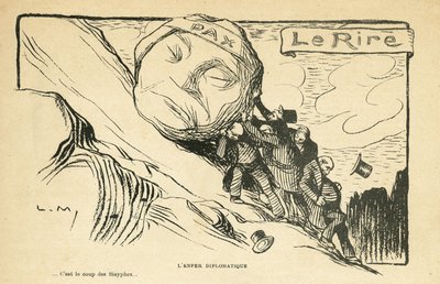 Illustration i Le Rire, 28/12/12 - diplomatisk helvede - Krig 14-18 (gravering) af Lucien Metivet