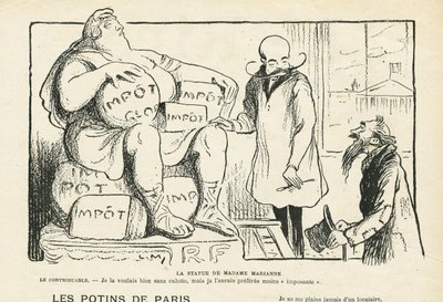 Illustration i Le Rire, 29/02/08 - Statuen af ​​Madame Marianne (gravering) af Lucien Metivet