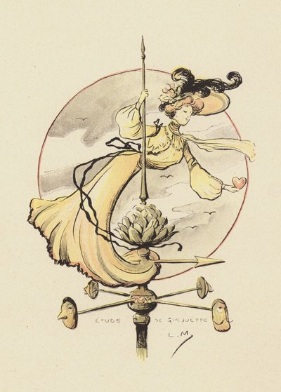 Undersøgelse af en vejrhane (farve litho) af Lucien Metivet