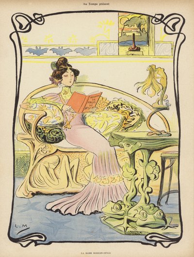 Den moderne dame (farve litho) af Lucien Metivet