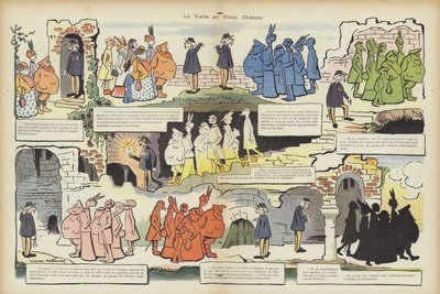 Besøg på det gamle slot. Illustration til Le Rire af Lucien Metivet