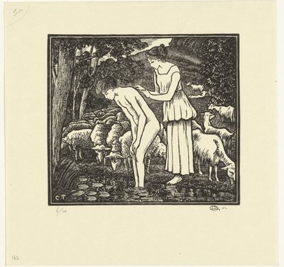 Daphnis er vasket af Cloë Daphnis et Chloé (serietitel) af Lucien Pissarro