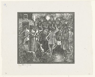 Fra fakkeloptocht Daphnis og Chloe, fakkeloptog Daphnis og Chloe (serietitel) af Lucien Pissarro