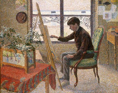 Interiør af studiet (olie på lærred) af Lucien Pissarro