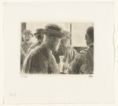 Mænd på en cafe af Lucien Pissarro