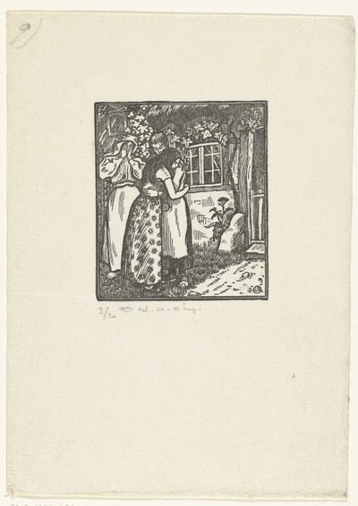 Ruth og Naomi krammer hinanden af Lucien Pissarro