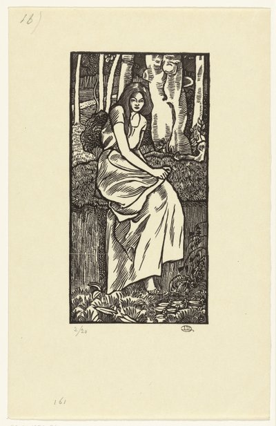 Kvinde i en skov Skovpige af Lucien Pissarro