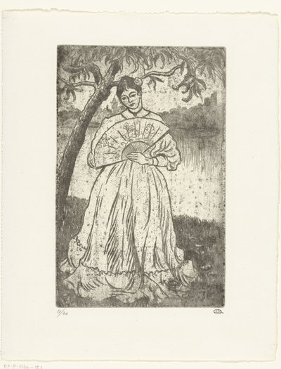 Kvinde med ventilator af Lucien Pissarro