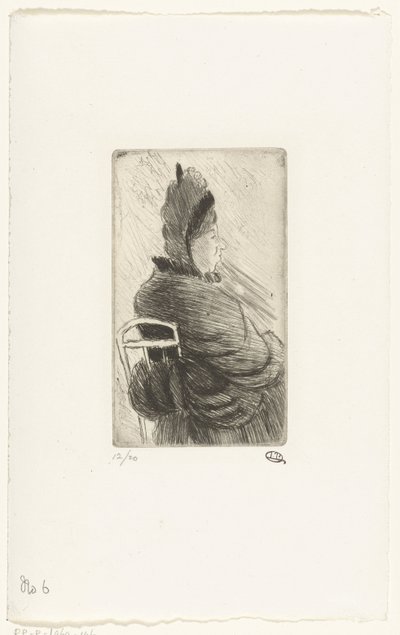 siddende kvinde Ældre dame på en havestol af Lucien Pissarro