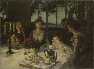 Talking in the Twilight - Talking in the Twilight, af Simon, Lucien (1861-1945). Olie på lærred. Mål: 140x190 cm. Nationalmuseum Stockholm af Lucien Simon