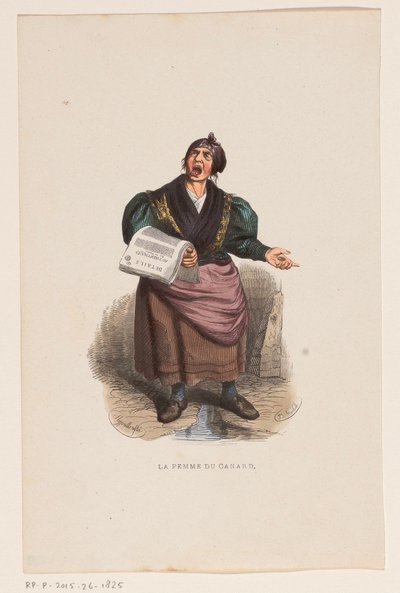 Kranten Verkoopster The Duck Woman (titel på objekt) af Lucien Xavier Stypulkowski