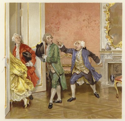 Illustration til The School for Scandal (chromolitho) af Lucius Rossi