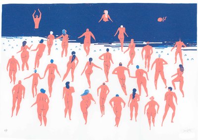 Nude Beach Run, 2016 (serigrafi) af Lucy Banaji