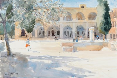 Batei Mahase Square, Old Jerusalem, 2019 (w/c på papir) af Lucy Willis