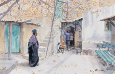 Etiopiere på Den Hellige Gravs Kirke, Jerusalem, 2019 (w/c på papir) af Lucy Willis