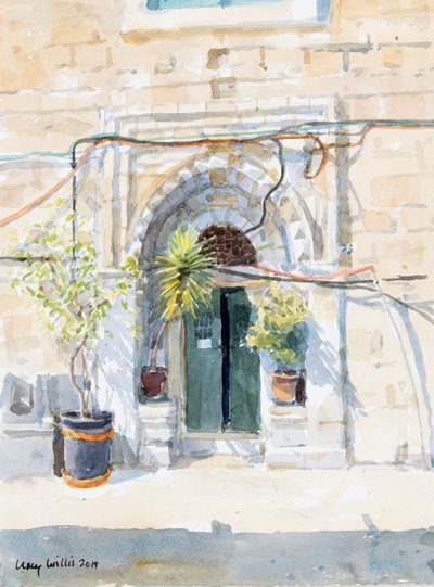 I The Muslim Quarter, Jerusalem, 2019 (w/c på papir) af Lucy Willis
