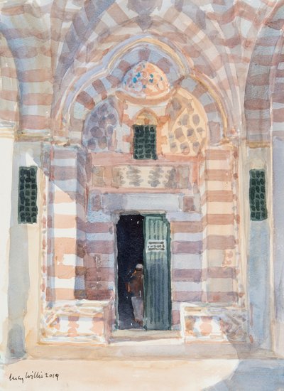 Shaded Entrance, Tempelbjerget, Jerusalem, 2019 (w/c på papir) af Lucy Willis