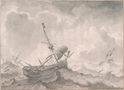 L.Backhuysen, skibe på stormfuldt hav af Ludolf Backhuysen