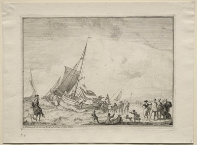søsætning af et skib af Ludolf Backhuysen