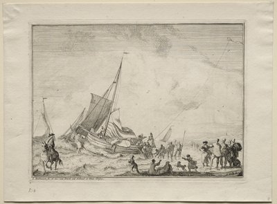Søsætning af et skib, 1701. af Ludolf Backhuysen
