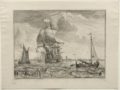 Marinescene med Amsterdam i det fjerne, 1701. af Ludolf Backhuysen