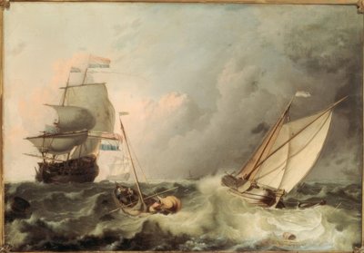 Sejlskibe på et oprørt hav af Ludolf Backhuysen