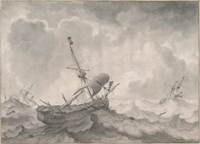 Skibe på et stormfuldt hav af Ludolf Bakhuizen
