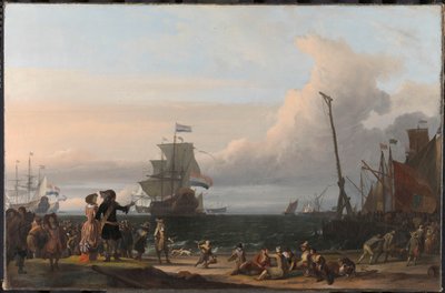 hollandske Skibe paa Texels Veje; i midten 