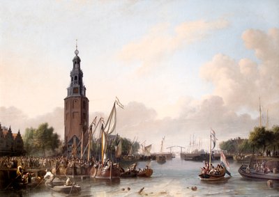 En mand af rang går om bord i Amsterdam af Ludolf I Backhuysen