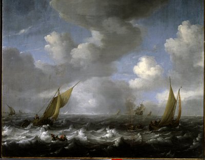 Flåde. Maleri af Ludolf Backhuysen (1631-1708) Ec. Hol. af Ludolf I Backhuysen