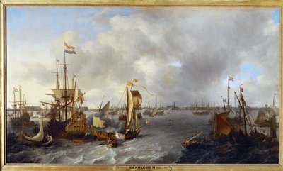 Amsterdams havn set fra Ijssel ... af Ludolf I Backhuyzen